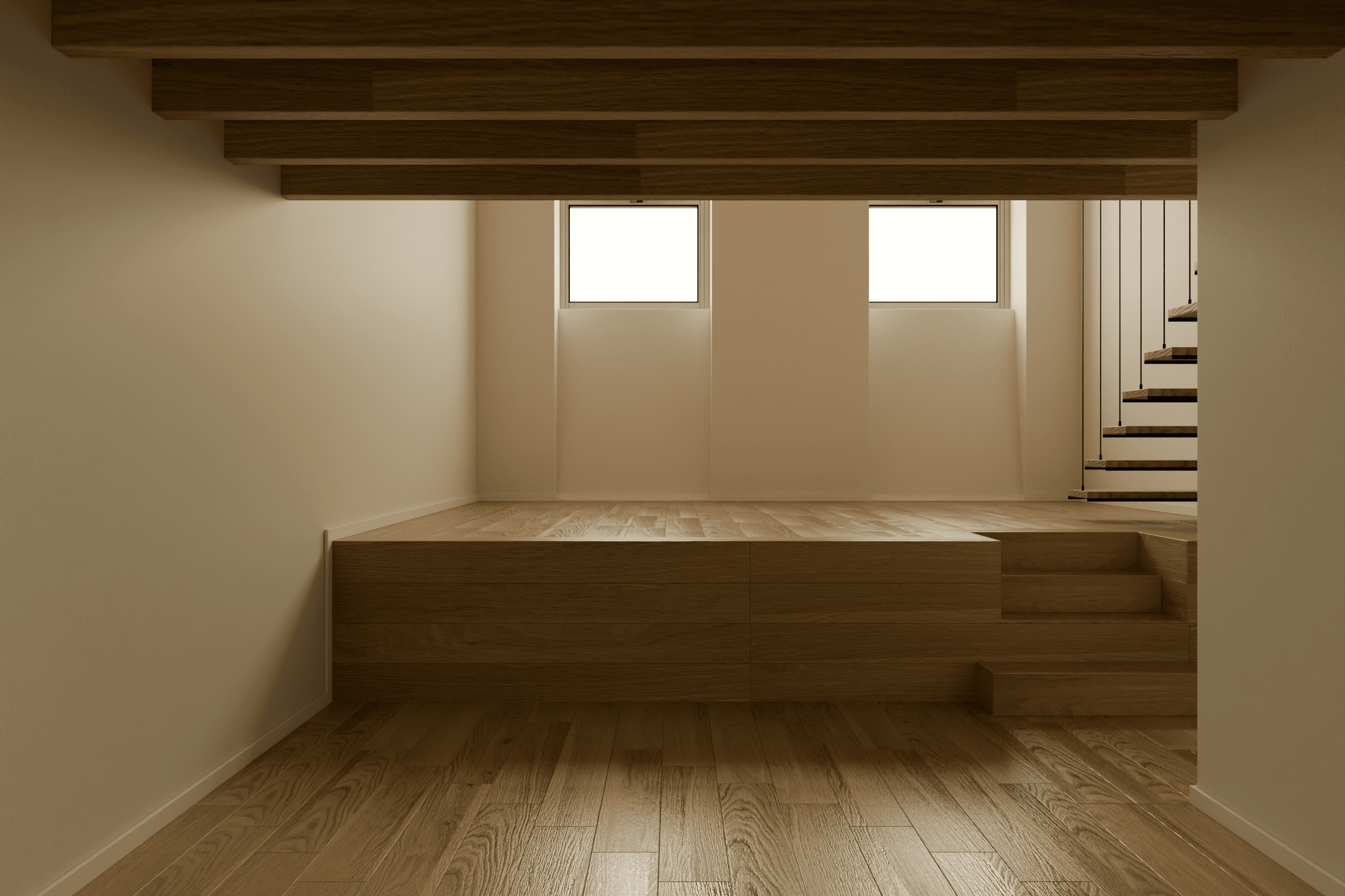 Interior de loft com mezanino